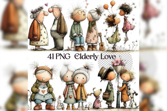 Choosing the Right Whimsical Elderly Love Clipart Set for Timeless Romance Designs