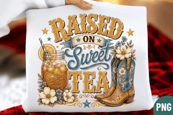 Evaluating the Raised on Sweet Tea Faux Yarn T-Shirt PNG for Sublimation and DIY Projects