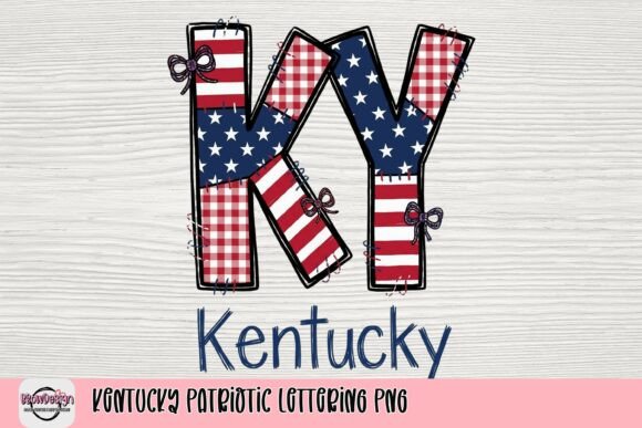 Kentucky Patriotic Lettering PNG for Crafts