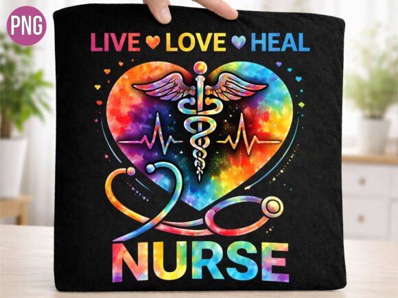 Live Love Heal Tie Dye Nurse PNG