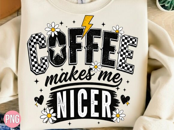 Retro Checker Coffee Makes Me Nicer PNG Design Guide