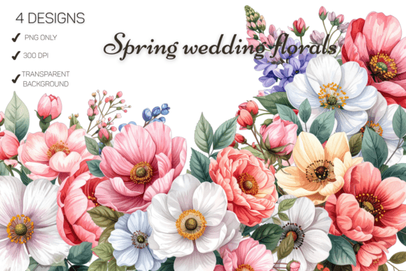 Spring Wedding Floral PNG: Elevating Romantic Design with Digital Watercolors