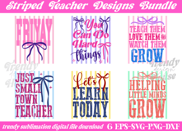 Striped Teacher PNG Bundle: School Design