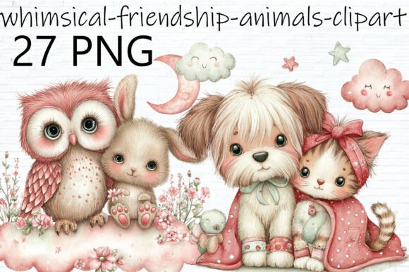 Whimsical Animal Friends Clipart PNG: Elevating Digital Design with Watercolor Charm