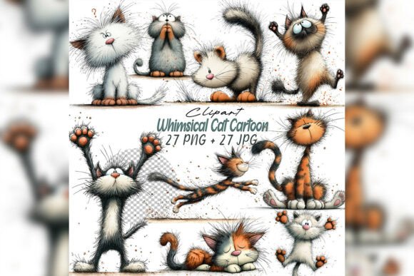 Whimsical Cat Clipart Bundle